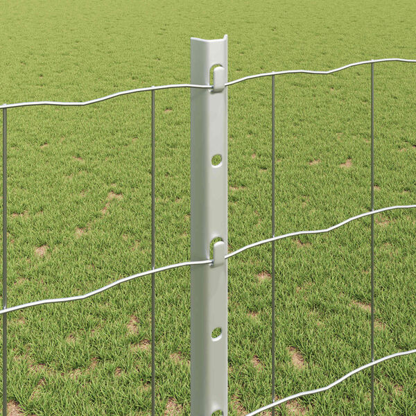 vidaXL Fence with Post Silver 1.2 x 25 m Steel
