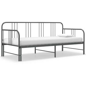 vidaXL Pull-out Sofa Bed Frame without Mattress Grey Metal 90x200 cm