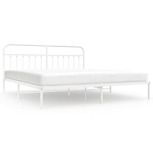 vidaXL Metal Bed Frame without Mattress with Headboard White 193x203cm