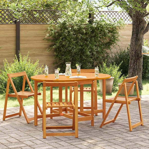 vidaXL Garden Table Folding 5 pcs Brown Solid Acacia Wood