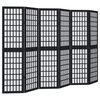 vidaXL Room Divider 6 Panels Black Solid Wood Paulownia
