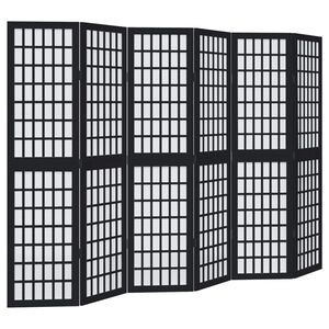 vidaXL Room Divider 6 Panels Black Solid Wood Paulownia