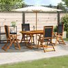 vidaXL 7 Piece Garden Dining Set Solid Wood Acacia and Textilene