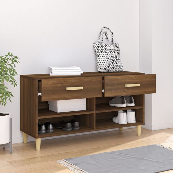 vidaXL Shoe Cabinet Brown Oak 102x35x55 cm Engineered Wood