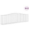 vidaXL Arched Gabion Baskets 15 pcs 400x50x100/120 cm Galvanised Iron