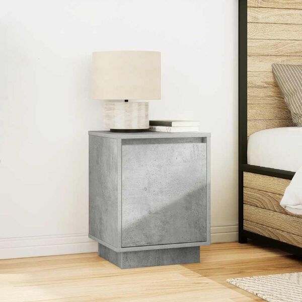 vidaXL Bedside Cabinet with LED Lights&nbsp;Concrete Grey 38x34x50 cm