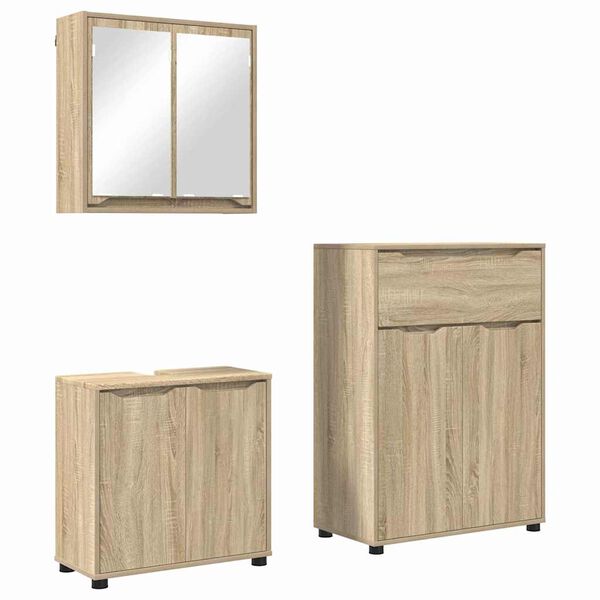 vidaXL Bathroom Furniture Set Manual 3 pcs Sonoma Oak Engineered Wood