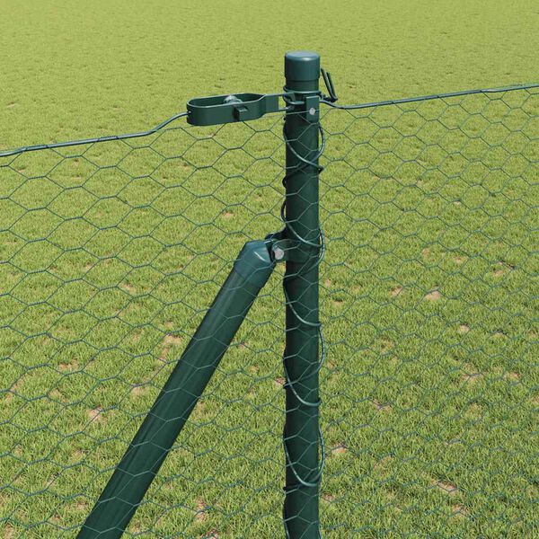 vidaXL Fence Post Green 10 x 1.5 m (25 mm mesh) Steel and PVC