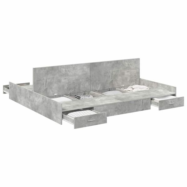 vidaXL Storage Bed Frame Concrete Grey 180 x 200 cm Engineered Wood
