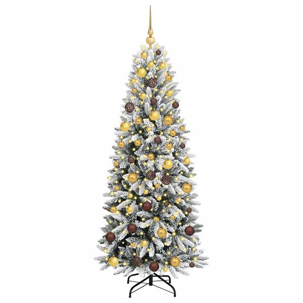 vidaXL Artificial Christmas Tree with 300 LEDs with Stand White 180 cm