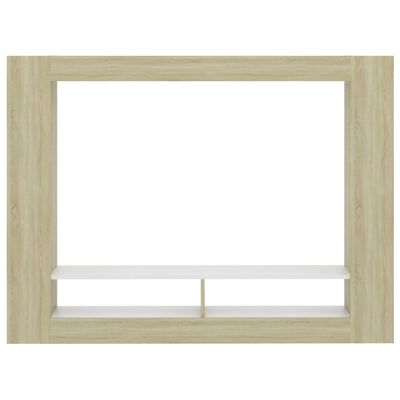 vidaXL TV Cabinet White and Sonoma Oak 152x22x113 cm Chipboard