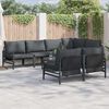 vidaXL Garden Sofa Set with Cushion 7 pcs Black Steel