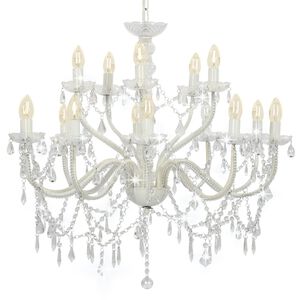 vidaXL Chandelier 2-layer White 15 x E14 Bulbs
