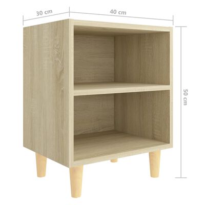 vidaXL Bed Cabinets with Solid Wood Legs 2 pcs Sonoma Oak 40x30x50 cm