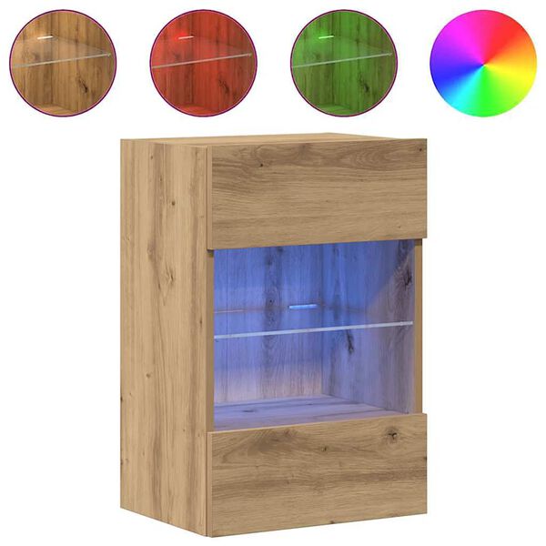 vidaXL Wall Cabinets with LED Lights for TV 2 pcs Artisan Oak 40x30x60,5 cm