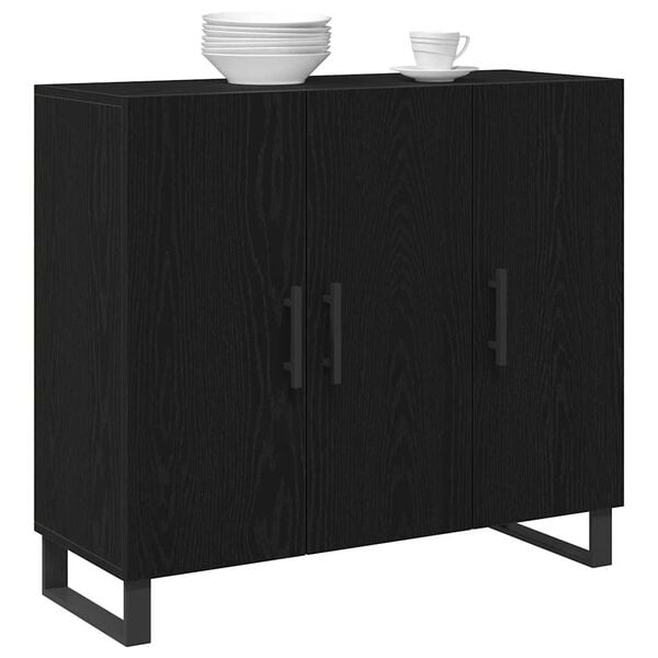 vidaXL Sideboard Black Oak 90 x 34 x 80 cm Engineered Wood