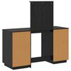 vidaXL Dressing Table Set with a Mirror Black Solid Wood Pine