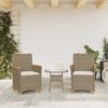 vidaXL Garden Chairs with Cushions 2 pcs Beige Poly Rattan&Solid Wood