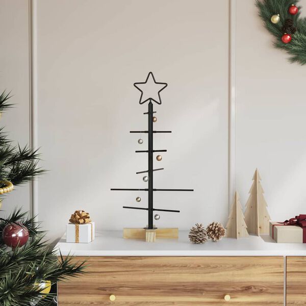 vidaXL Metal Christmas Tree with Stand Black 60 cm Powder-coated steel