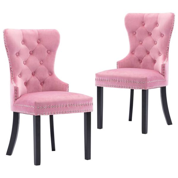 vidaXL Dining Chairs 2 pcs Pink Velvet