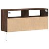 vidaXL TV Wall Cabinet with LED Lights Brown Oak 100x31x45 cm
