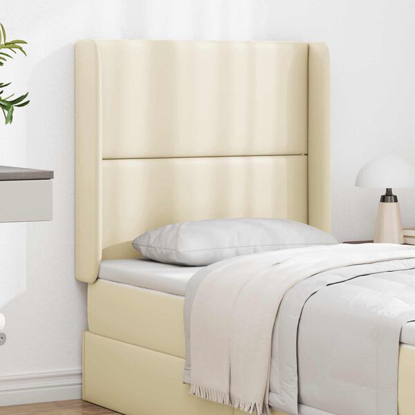 vidaXL Headboard Ear Cream 80 x 16 x 4 cm PVC