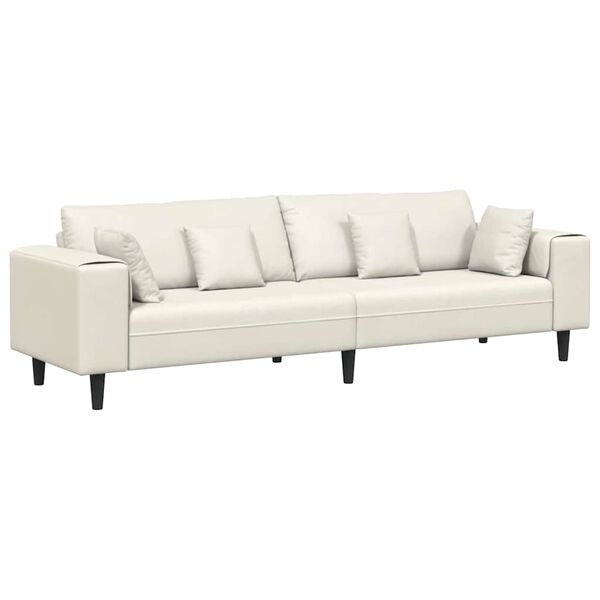 vidaXL Velvet Sofa with Cushion Cream 208 cm Velvet