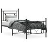 vidaXL Metal Bed Frame without Mattress with Footboard Black 80x200cm