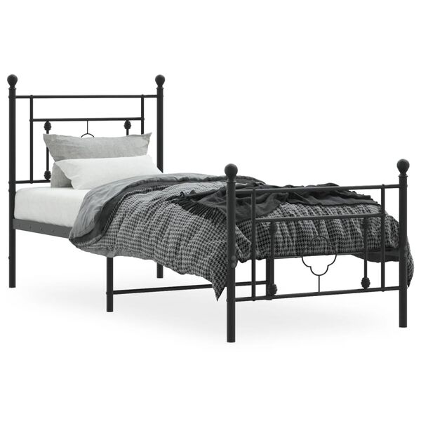 vidaXL Metal Bed Frame without Mattress with Footboard Black 80x200cm
