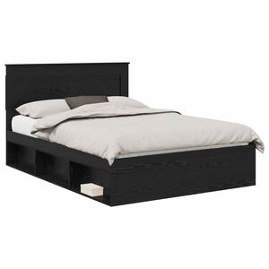 vidaXL Bed Frame with Headboard Black 160 x 200 cm Solid Pine Wood