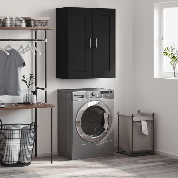 vidaXL Wall Mounted Cabinet Black 69.5x34x90 cm Engineered Wood