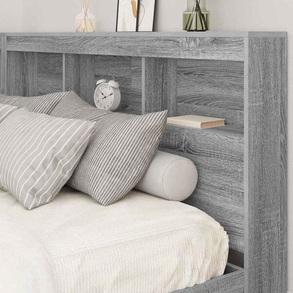 vidaXL Storage Headboard with Shelf Grey Sonoma 135 cm Engineered Wood
