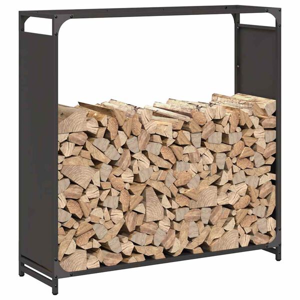 vidaXL Firewood Rack Black 90x28x90 cm Cold-rolled steel