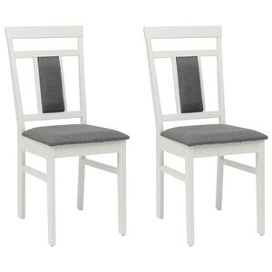 vidaXL Dining Chair 2 pcs Solid Rubber Wood White and Grey