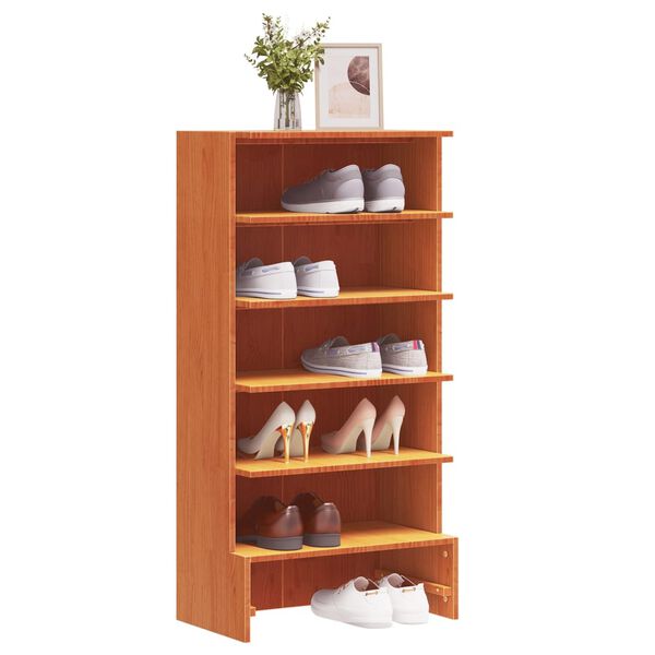 vidaXL Shoe Cabinet Wax Brown 52x30x104 cm Solid Wood Pine