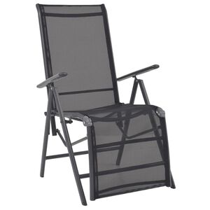 vidaXL Sunlounger | Black | Aluminium | Medium | Adjustable Armrests