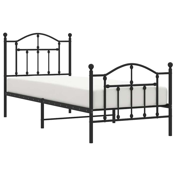 vidaXL Metal Bed Frame without Mattress with Footboard Black 90x200cm