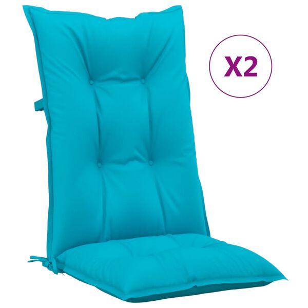 vidaXL Garden Highback Chair Cushions 2 pcs Turquoise 120x50x7 cm Fabric