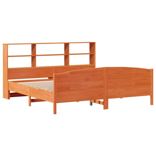 vidaXL Bookcase Bed without Mattress Wax Brown 180x200 cm Super King Solid Wood Pine