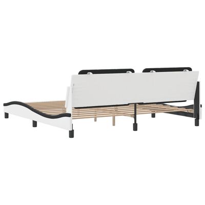 vidaXL Bed Frame with Headboard White and Black 200x200 cm Faux Leather