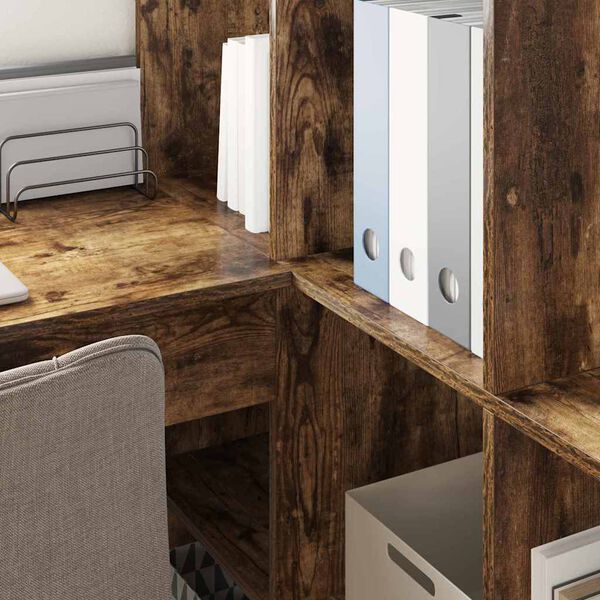 vidaXL Corner Desk Smoked Oak 101.5 x 149.5 x 149.5 cm Engineered Wood