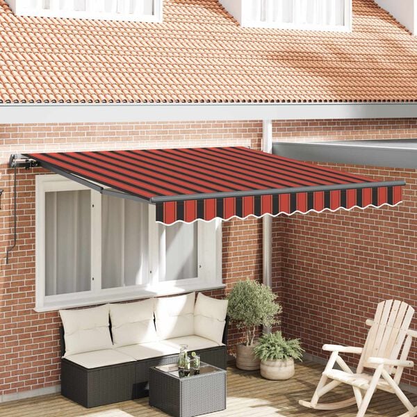 vidaXL Retractable Awning Manual Orange and brown 300 x 250 cm
