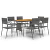 vidaXL 7 Piece Outdoor Dining Set Poly Rattan Grey