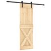 vidaXL Sliding Door Natural and Black 70 x 210 cm Solid Pine Wood
