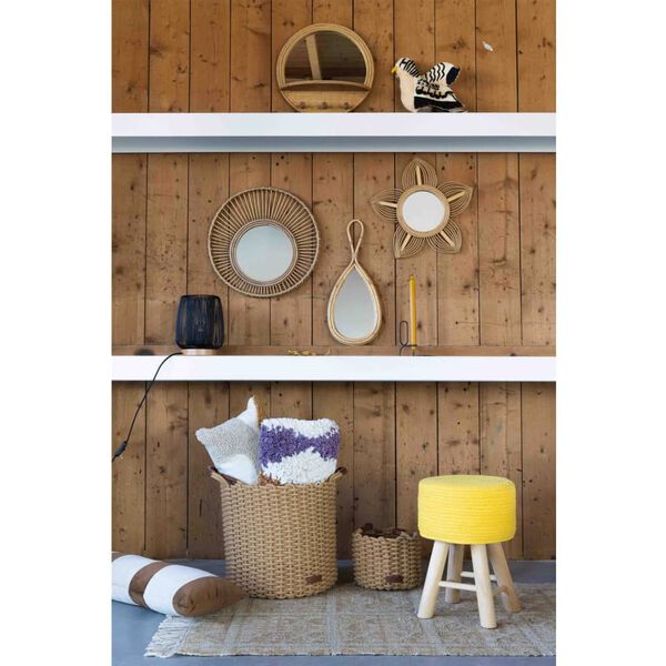 KidsDepot Stool Iggy 29 cm Cotton and Wood Yellow