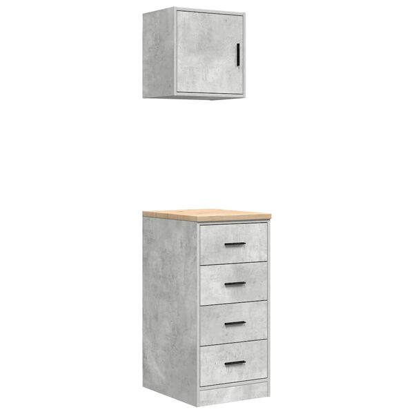vidaXL Garage Cabinets 2 pcs Concrete Grey Engineered Wood