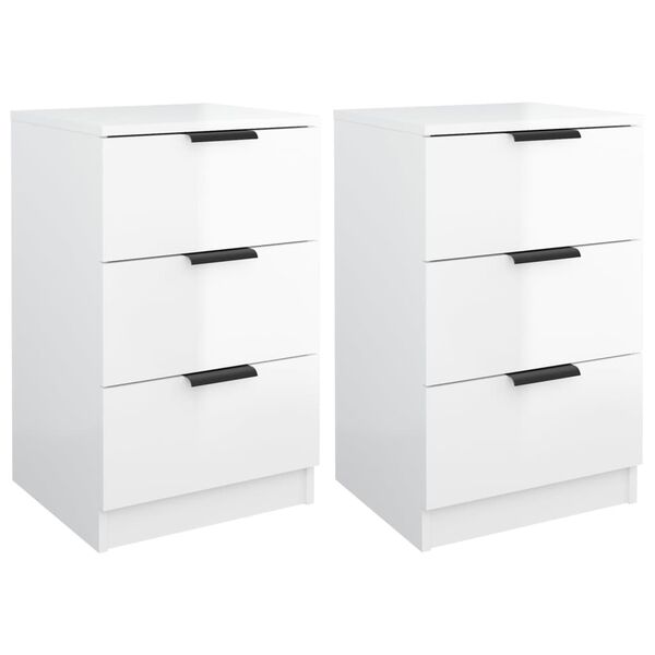 vidaXL Bedside Cabinets 2 pcs High Gloss White 40x36x65 cm
