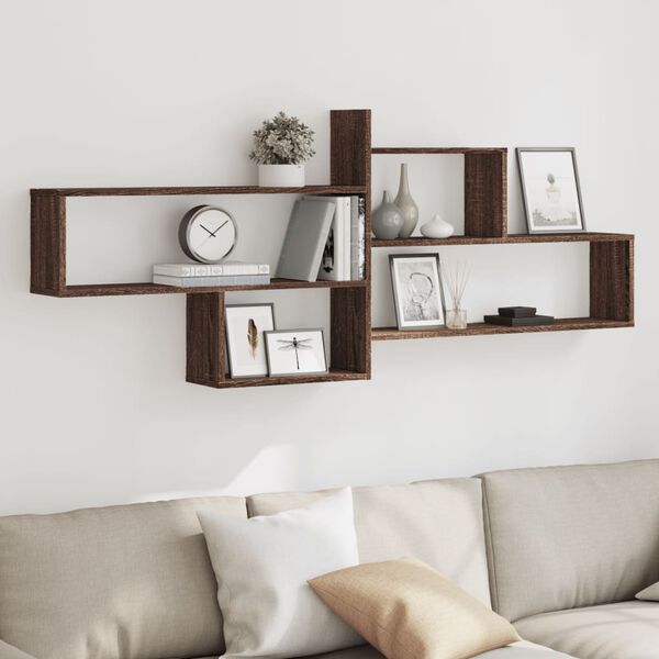 vidaXL Wall Shelf Brown Oak 167.5x18x68 cm Engineered Wood