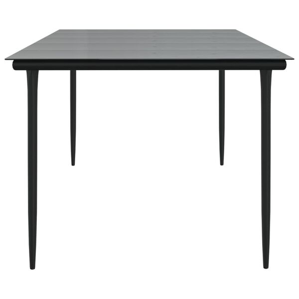 vidaXL Garden Dining Table Black 200x100x74cm Steel and Tempered Glass