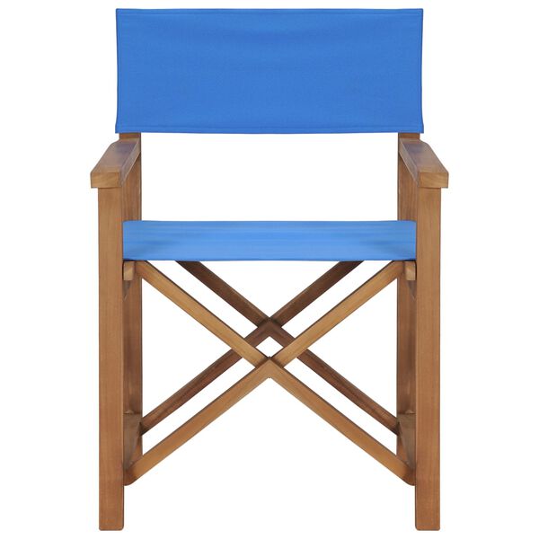 vidaXL Director's Chairs 2 pcs Solid Teak Wood Blue